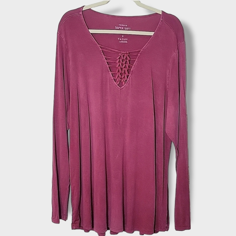Torrid Braided Neckline Super Soft Knit Long Sleeve Tee Size 3x